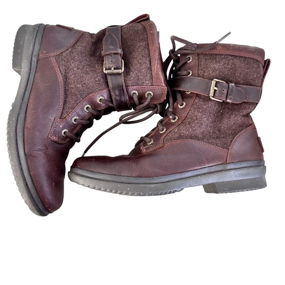UGG Kesey Chestnut Lace Up Wool Lined Waterproof Boots Sz 7.5 - Picture 7 of 16